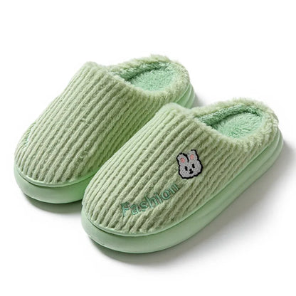 GAI New slippers Cartoon cute women warm indoor shoes in winter pink green blue plush slippers