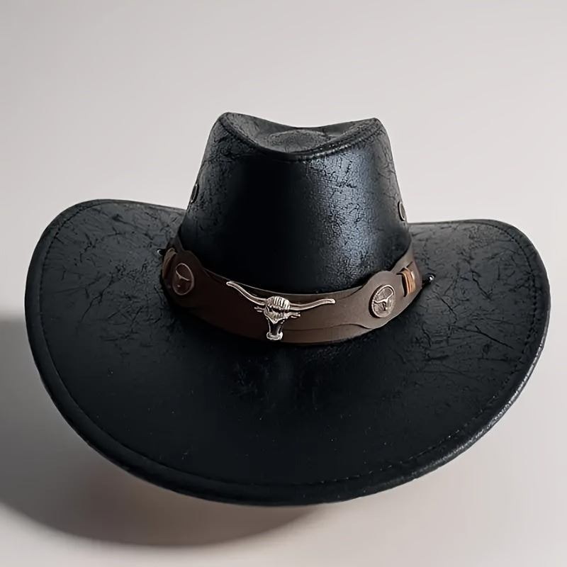 Unisex Flat Top Cowboy Hat - Chic Western Style - Breathable Design for Summer Sun Shielding & Outdoor Adventures