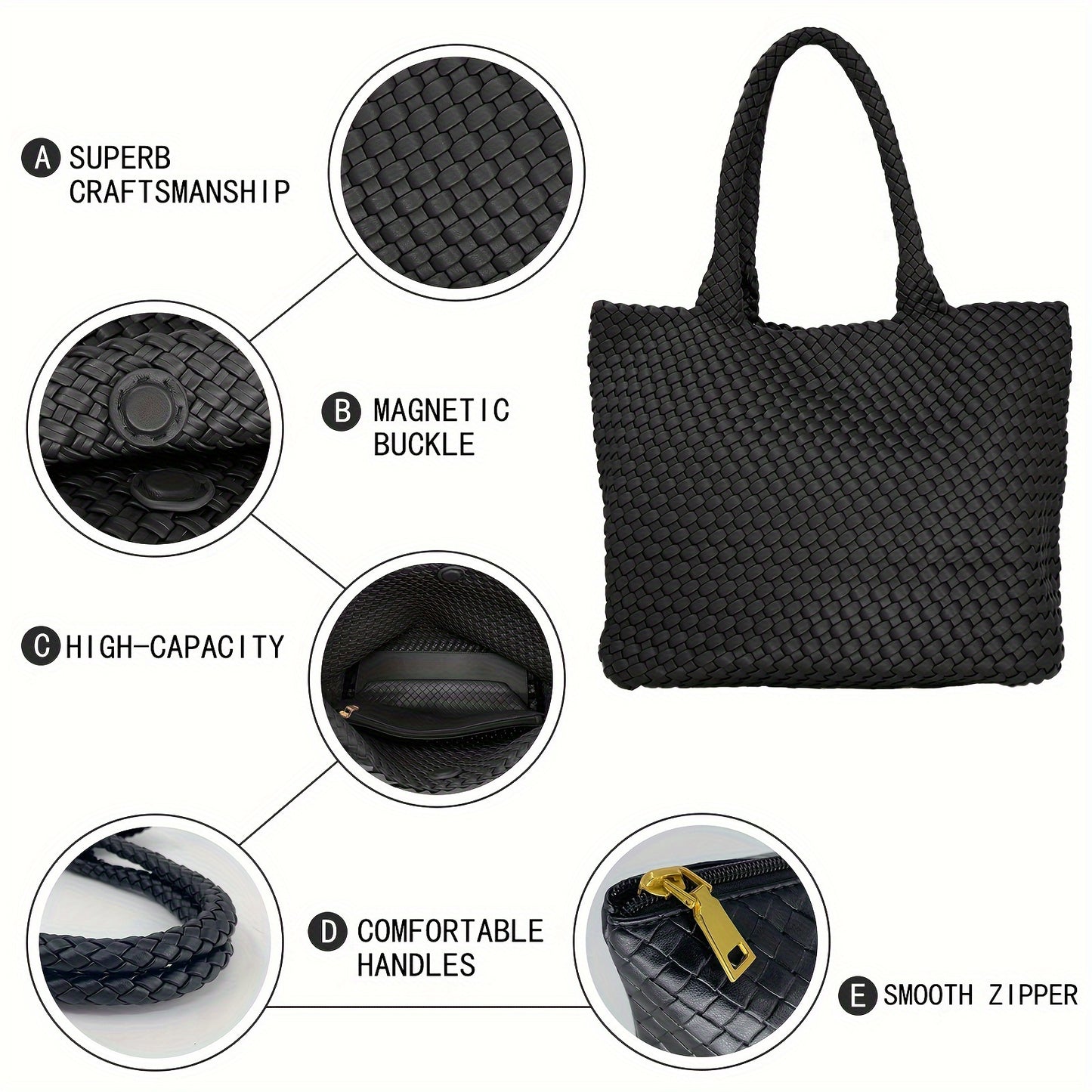 Woven Tote Bag For Women Large Woven Purse Comes With A Clutch Woven Handbags Purse Weave Purse Set