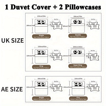 3pcs Multi-color Polyester Bedding Set, 1pc * Duvet Cover + 2pcs * Pillowcase, Without Pillow Core