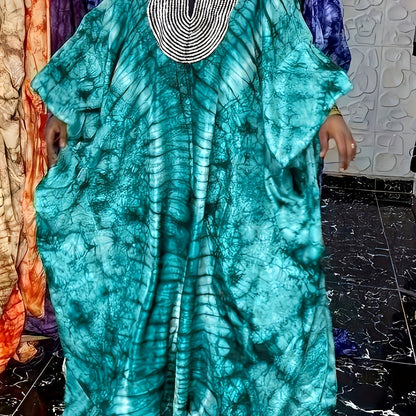 Women's Elegant Sequin-Embellished Kaftan Dress - Modest Maxi Length, All Over Print, Perfect for Ramadan & Special Occasions - Comfortable & Stylish Attire