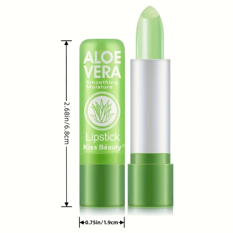 Aloe Vera Color Changing Lipstick, Long Lasting Moisturizing Temperature Color Changing Aloe Vera Lip Gloss Lip Balm, Green Lipstick That Turns Pink Magic Lipstick Makeup Valentine's Day Gifts