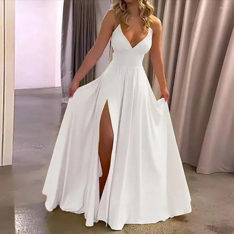 Casual Dresses Vacation Dress Elegant Off Shoulder Ball Gown Evening With V Neck Backless Design Women's Formal Prom Party Maxi