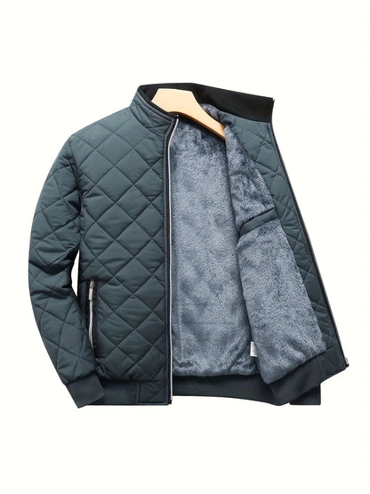 Winter Warmth Masterpiece - Quilted Fleece-Lined Casual Jacket with Zip-Up Closure, Adjustable Hem, and Soft Brushed Lining for Ultimate Cold-Weather Comfort - Fall/Winter Essential Coat for Men