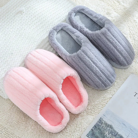 GAI Winter cotton slippers Warm plush slippers Ladies non-slip home comfort pink green cute cartoon slippers