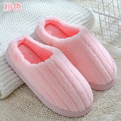 GAI Winter cotton slippers Warm plush slippers Ladies non-slip home comfort pink green cute cartoon slippers