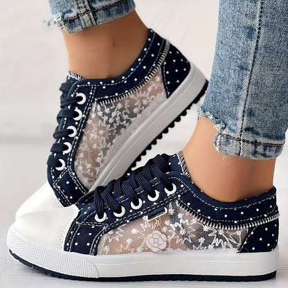 Stylish Women's Mesh Flat Sneakers - Breathable, Lightweight, Casual Round Toe, Lace Up, Low Top, Versatile Flat Shoes for Everyday Wear