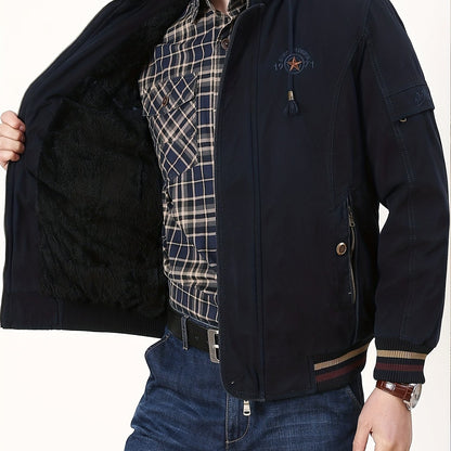 Men's Warm Fleece Cotton Hooded Jacket, Casual Warm Thick Coat For Fall Winter, Father's Gift