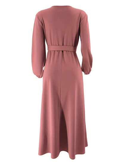 Chic Ruffle Solid Color Abaya Dress - Timeless Crew Neck, Full-Sleeve Maxi Style - Premium Modest Womens Fashion