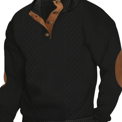 Mens Vintage-Inspired V-Neck Sweatshirt - Comfort Fit, Stand Collar, Durable for Fall/Winter