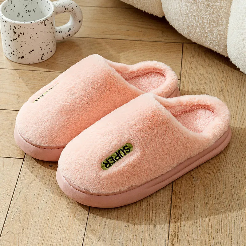 GAI Free shipping Women plush slippers Warm green Yellow brown White Indoor Home Women outdoor slippers eur36-41