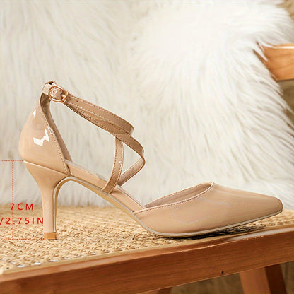 Chic Pointed-Toe Dress Pumps - Sleek Womens Stiletto Heels with Elegant Strap Accents - Perfect for Formal Occasions