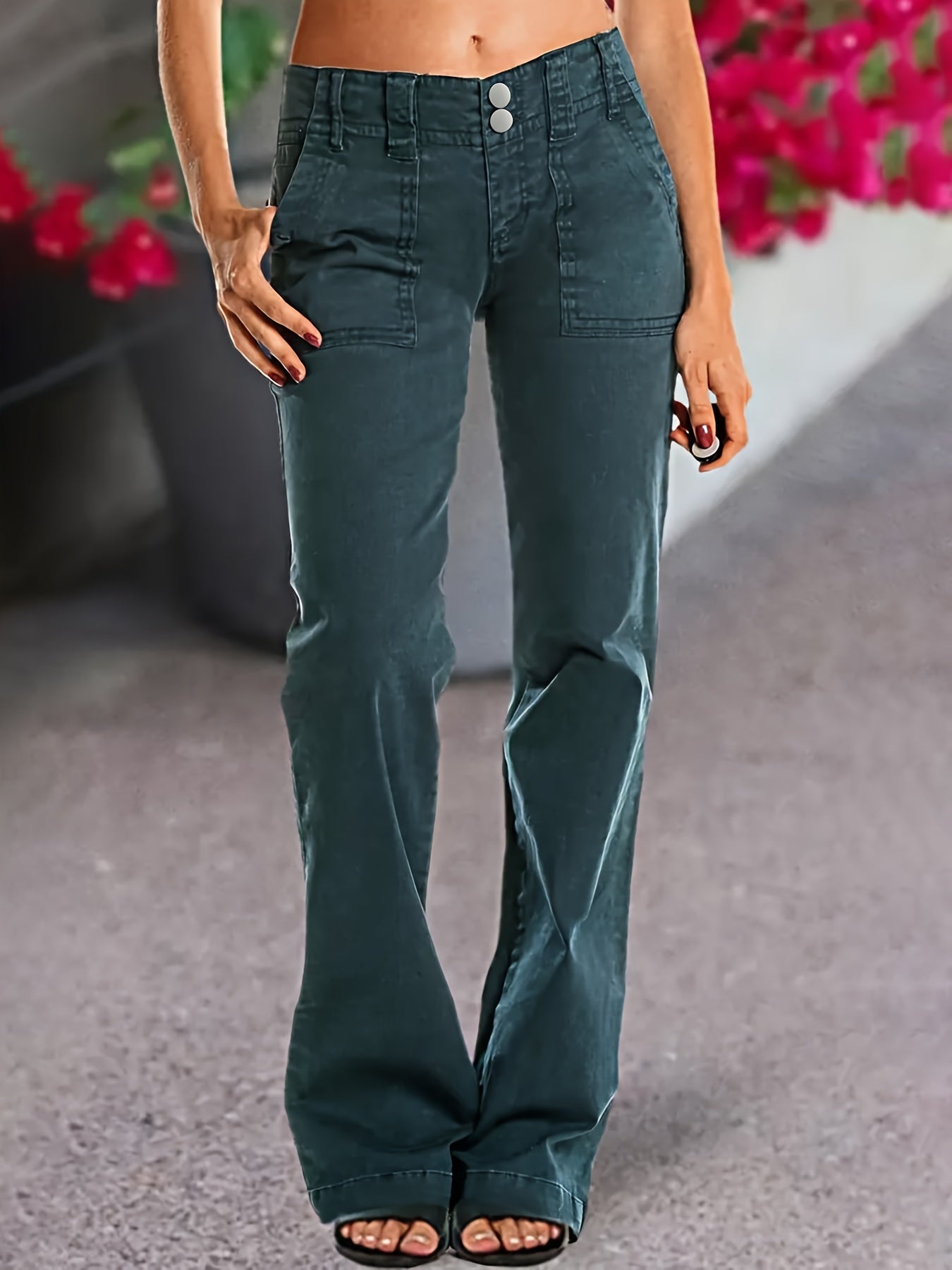 Relaxed Fit High-Waisted Jeans - Women Jeans with Stretch Cotton Blend, Classic Straight Leg, Low Rise, Long Length, No Distressing, Perfect for Casual Outings