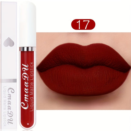 (Velvet Chocolate) Matte Liquid Lipstick Women's Lip Gloss Set 18 Colors Original Matte Long-lasting Dark Red Original 24-hour Makeup Lipstick Long-lasting Waterproof Valentine's Day Gifts For Music Festival