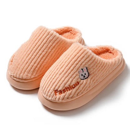 GAI Free shipping plush slippers women Winter white brown black warm soft-soled couple slippers