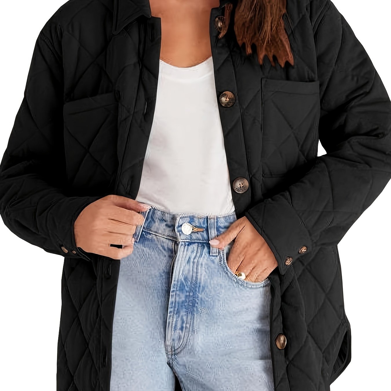 Womens Casual Lapel Collared Lightweight Quilted Jackets Fall Winter Warm Loose Puffer Outerwear