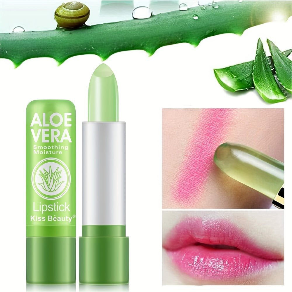 Aloe Vera Color Changing Lipstick, Long Lasting Moisturizing Temperature Color Changing Aloe Vera Lip Gloss Lip Balm, Green Lipstick That Turns Pink Magic Lipstick Makeup Valentine's Day Gifts