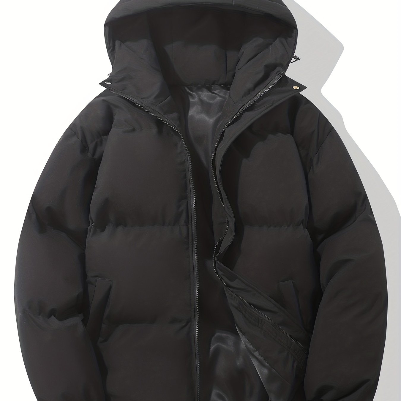 Classic Design Warm Hooded Jacket, Men's Casual Padded Jacket Coat For Outdoor Activities