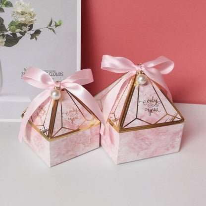 New Gem Tower Bronzing Candy Box Small Cardboard Box Wedding Card Box DecorationPaper Gift Box Packaging Event & Party Supplies