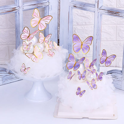 Party gifts Party decoration hot sale new gifts for Baby Butterfly Cake Toppers Happy Birthday Cake Toppers Valentine Cake Decoration DIY Painted For Wedding Birthday Party Baby Shower