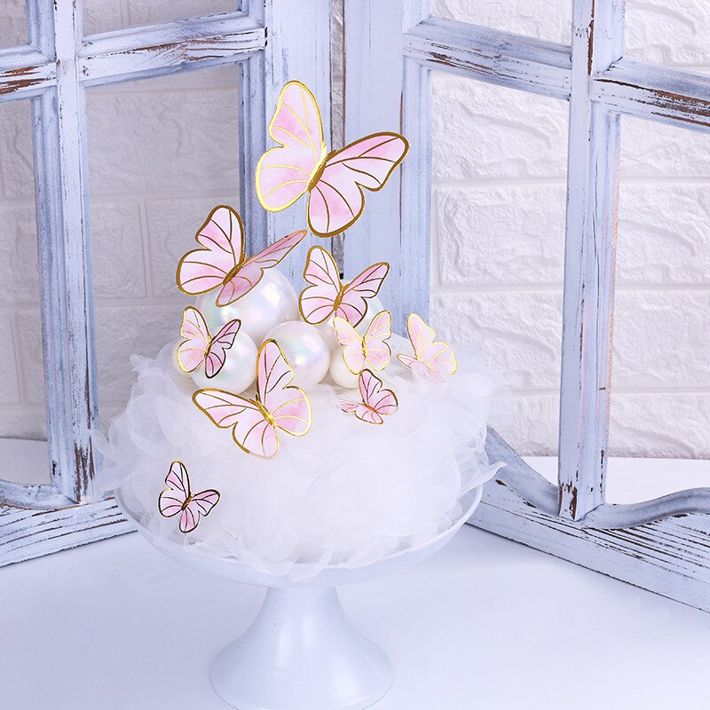 Party gifts Party decoration hot sale new gifts for Baby Butterfly Cake Toppers Happy Birthday Cake Toppers Valentine Cake Decoration DIY Painted For Wedding Birthday Party Baby Shower