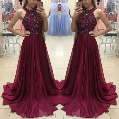 Fashion Brand New Women Sequins temperament Sleeveless Formal Wedding Bridesmaid Party Elegant Long Dress