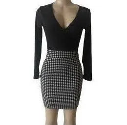 office lady elegant dress Women Formal Business Stretch Evening Slim Pencil Dress fashion plaid patchwork party dresses vestido1