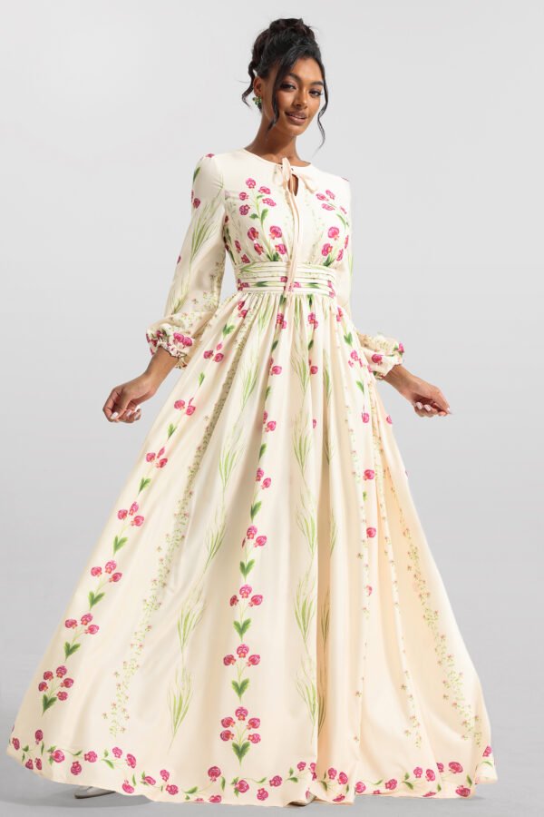 Floral Print Long Sleeve Maxi Dress